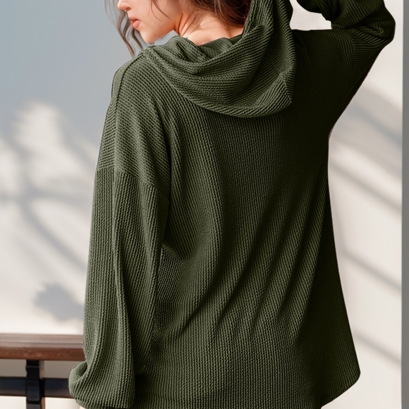 Cozy Green Knit Hoodie - Picture 2 of 4